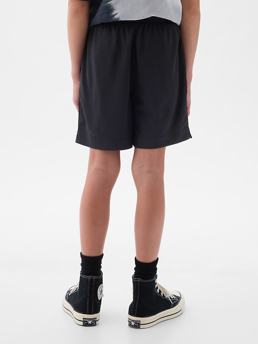 2 of 8 showing, with the color true black of product GapFit Kids Recycled Mesh Pull-On Shorts