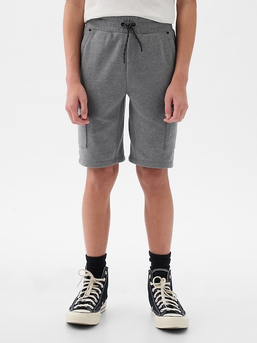 1 of 8 showing, with the color grey heather of product GapFit Kids Fit Tech Cargo Shorts