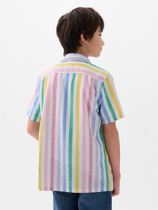 2 of 8 showing, with the color multi color stripe of product Kids Linen-Cotton Shirt