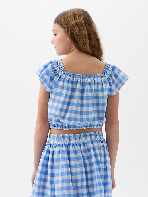 2 of 8 showing, with the color blue plaid of product Kids Flutter Top