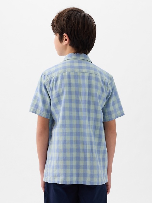 2 of 8 showing, with the color blue green plaid of product Kids Linen-Cotton Shirt