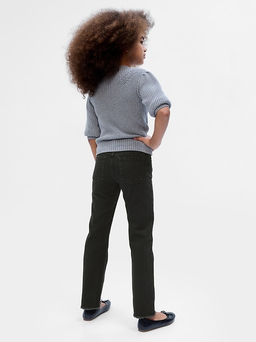2 of 8 showing, with the color black wash of product Kids Mid Rise Rhinestone '90s Straight Jeans