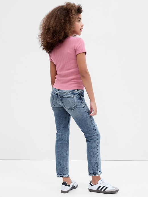 2 of 8 showing, with the color medium destroy of product Kids Mid Rise '90s Straight Jeans