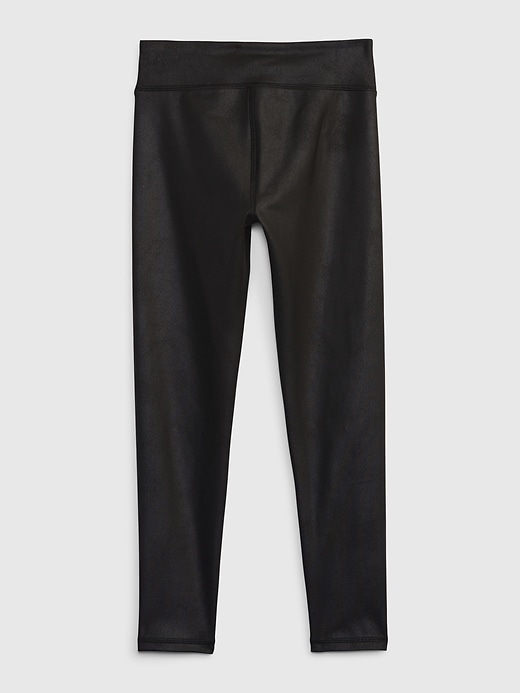 2 of 8 showing, with the color BLACK of product Kids Vegan Leather Leggings