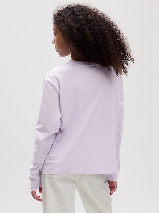 2 of 8 showing, with the color multi petal purple of product Kids Organic Cotton Graphic T-Shirt