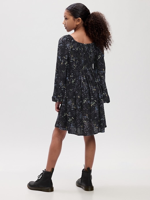 2 of 8 showing, with the color navy floral of product Kids Ruched Print Dress