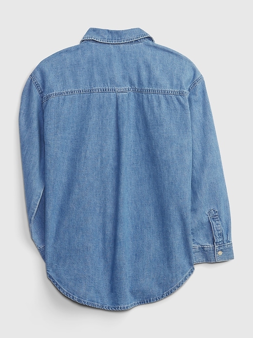 2 of 8 showing, with the color MEDIUM WASH of product Kids Denim Shirt