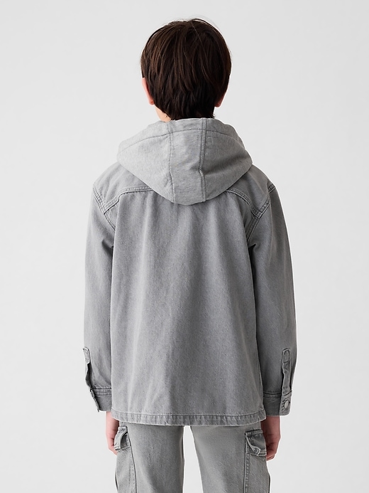 2 of 8 showing, with the color Grey wash of product Kids Hooded Denim Jacket