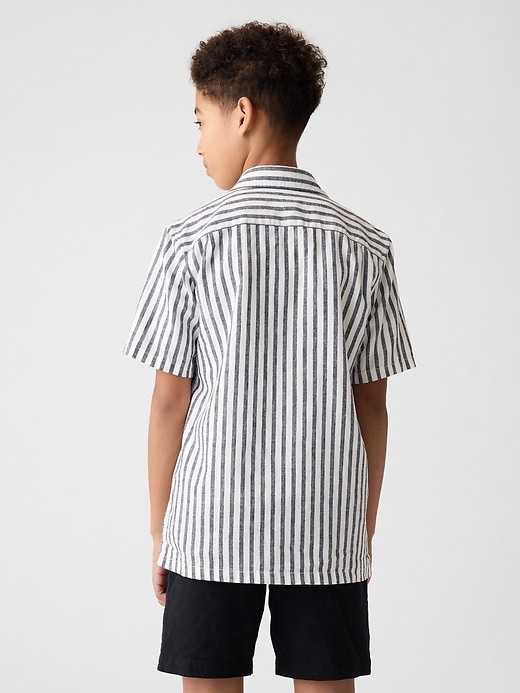 2 of 8 showing, with the color navy stripe of product Kids Linen-Cotton Shirt