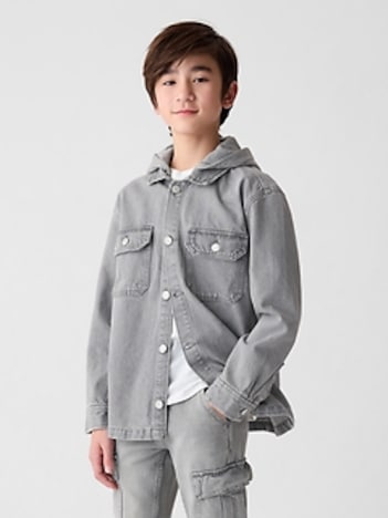 Kids Hooded Denim Jacket