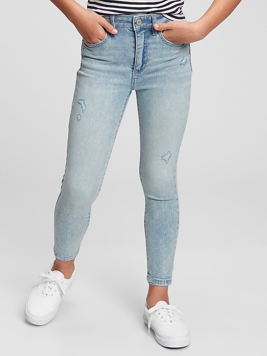 2 of 8 showing, with the color light wash of product Kids High-Rise Ankle Jeggings