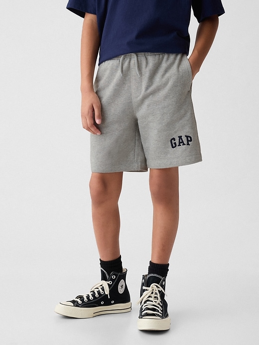 1 of 8 showing, with the color light heather gray of product Kids Logo Pull-On Shorts