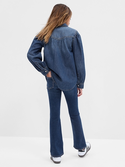 2 of 8 showing, with the color dark wash of product Kids Low Rise Boot Jeans