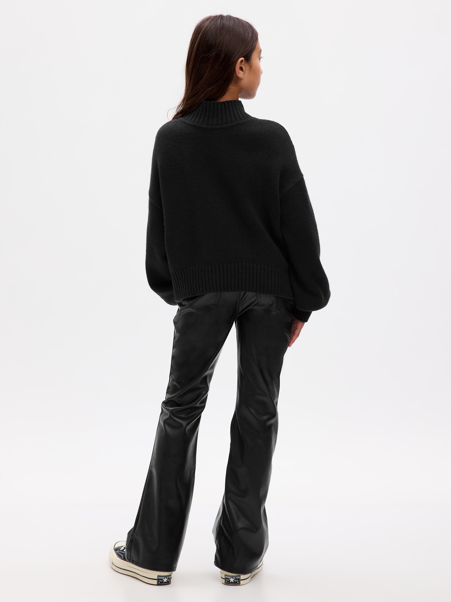 Kids High Rise Vegan Leather '70s Flare Pants | Gap