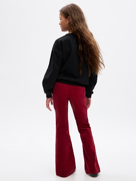 2 of 8 showing, with the color red sled of product Kids High Rise Velvet '70s Flare Jeans