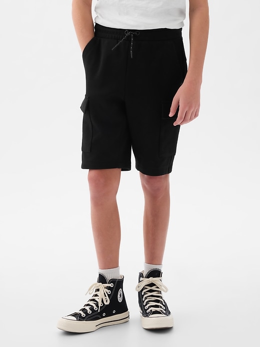 1 of 8 showing, with the color true black of product GapFit Kids Fit Tech Cargo Shorts