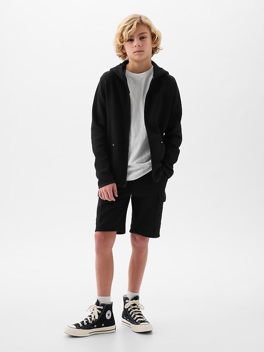 2 of 8 showing, with the color true black of product GapFit Kids Fit Tech Cargo Shorts