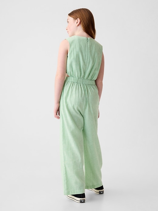 2 of 8 showing, with the color meadow green of product Kids Linen-Cotton Jumpsuit