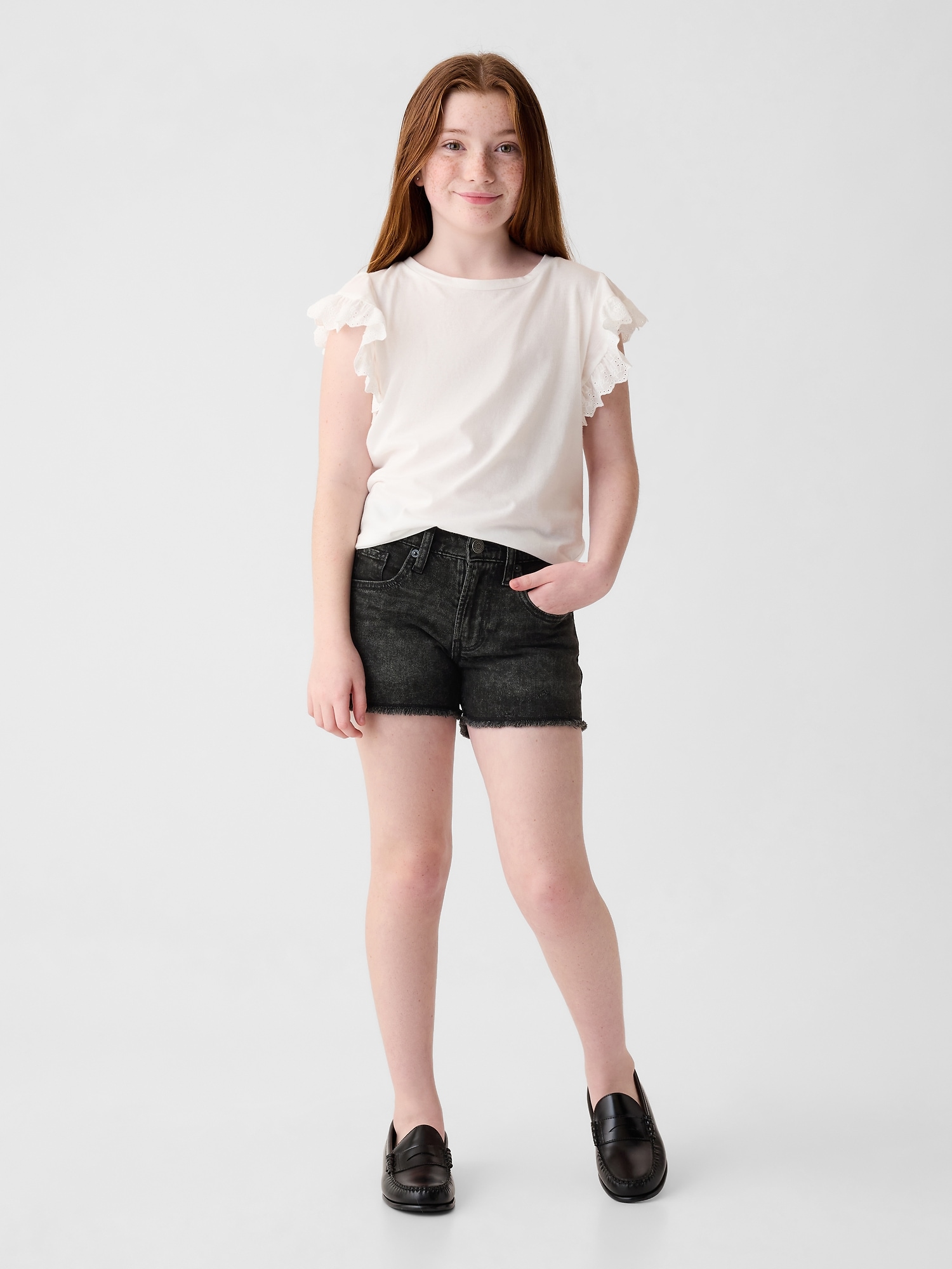 GenesinlifeShops PG - Monnalisa Girls Denim Shorts for Kids - Blue Wear  under jeans going for a walk PS Paul Smith