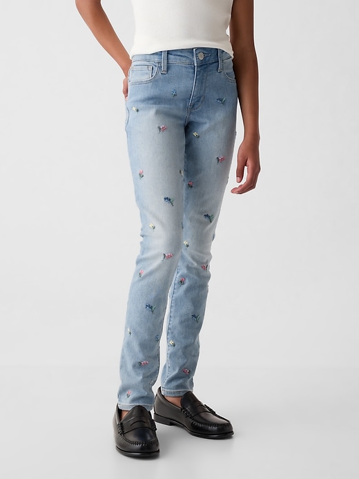 Image number 2 showing, Kids Mid Rise Embroidered Skinny Jeans