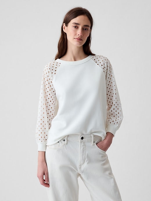 1 of 8 showing, with the color new off white of product Vintage Soft Eyelet Sweatshirt