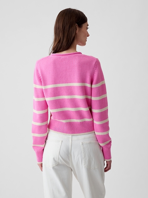 2 of 8 showing, with the color pink stripe of product Shrunken Roll Neck Sweater