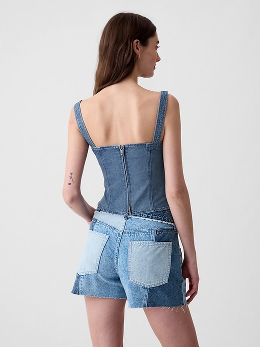 2 of 8 showing, with the color medium wash of product Denim Corset Top