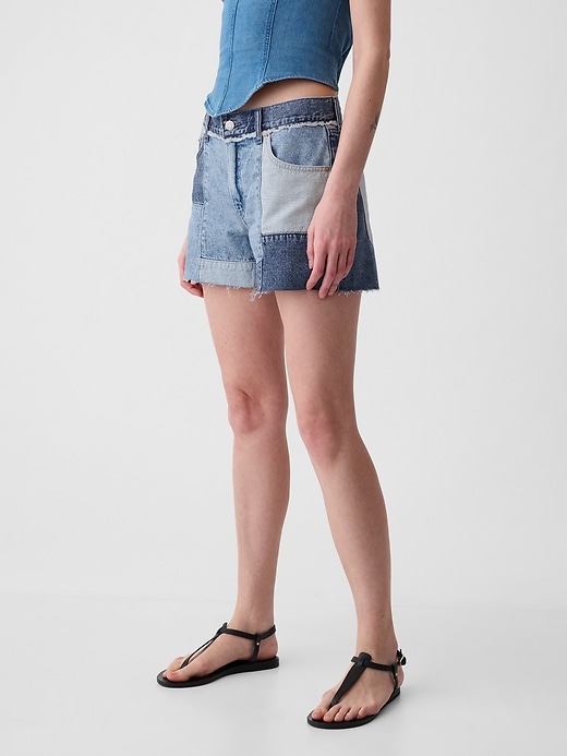 Image number 2 showing, 4" Low Rise Stride Patchwork Denim Shorts