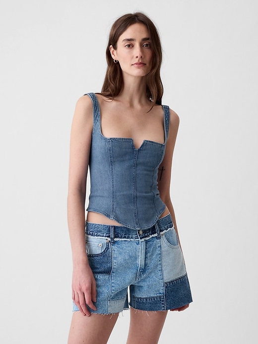 1 of 8 showing, with the color medium wash of product Denim Corset Top