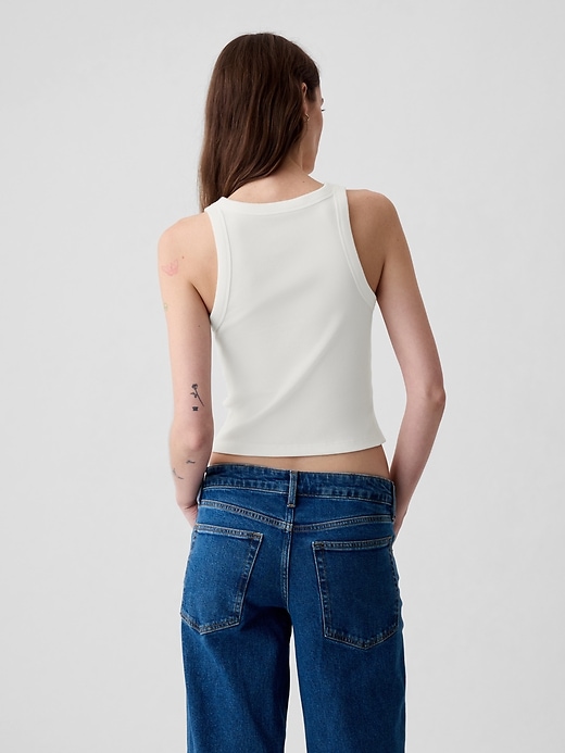 2 of 8 showing, with the color new off white of product Modern Rib Cropped Halter Top