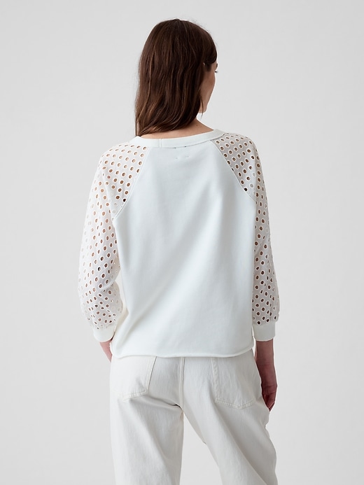 2 of 8 showing, with the color new off white of product Vintage Soft Eyelet Sweatshirt
