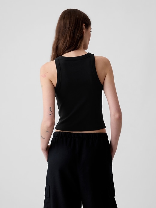 2 of 8 showing, with the color black of product Modern Rib Cropped Halter Top