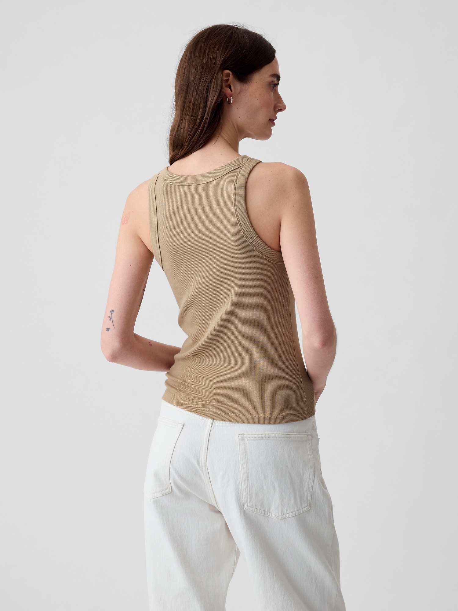 Женский топ Gap Modern Rib Halter Tank Top, цвет: Хаки рыжевато-коричневый — фото 2