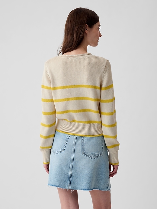 2 of 8 showing, with the color YELLOW STRIPE of product Shrunken Roll Neck Sweater