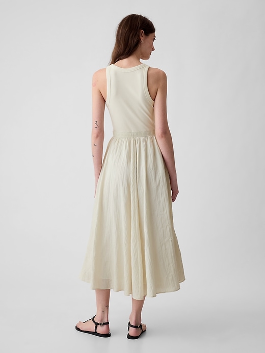 2 of 8 showing, with the color chino beige of product Textured Crinkle Midi Dress