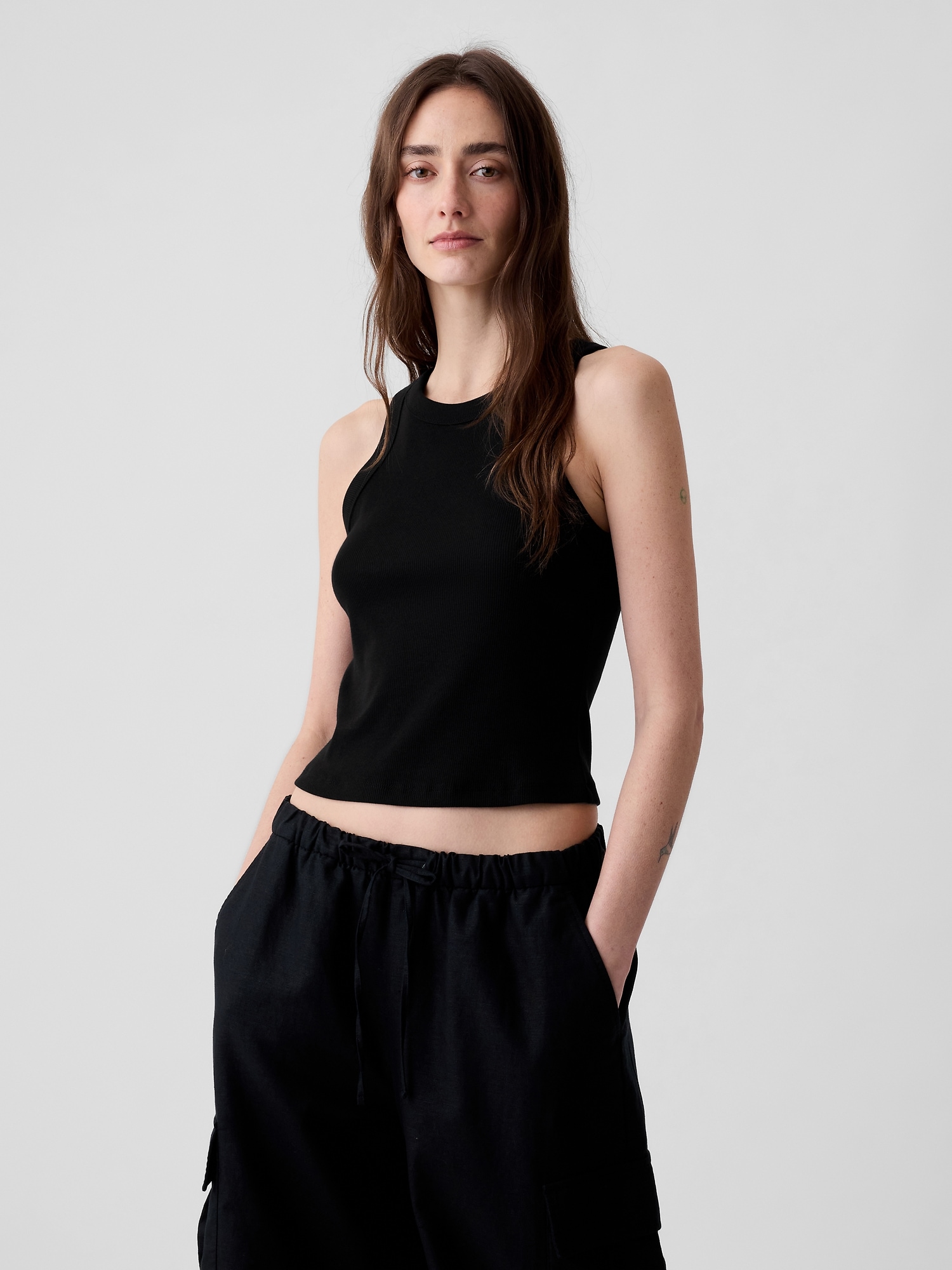 Modern Rib Cropped Halter Top