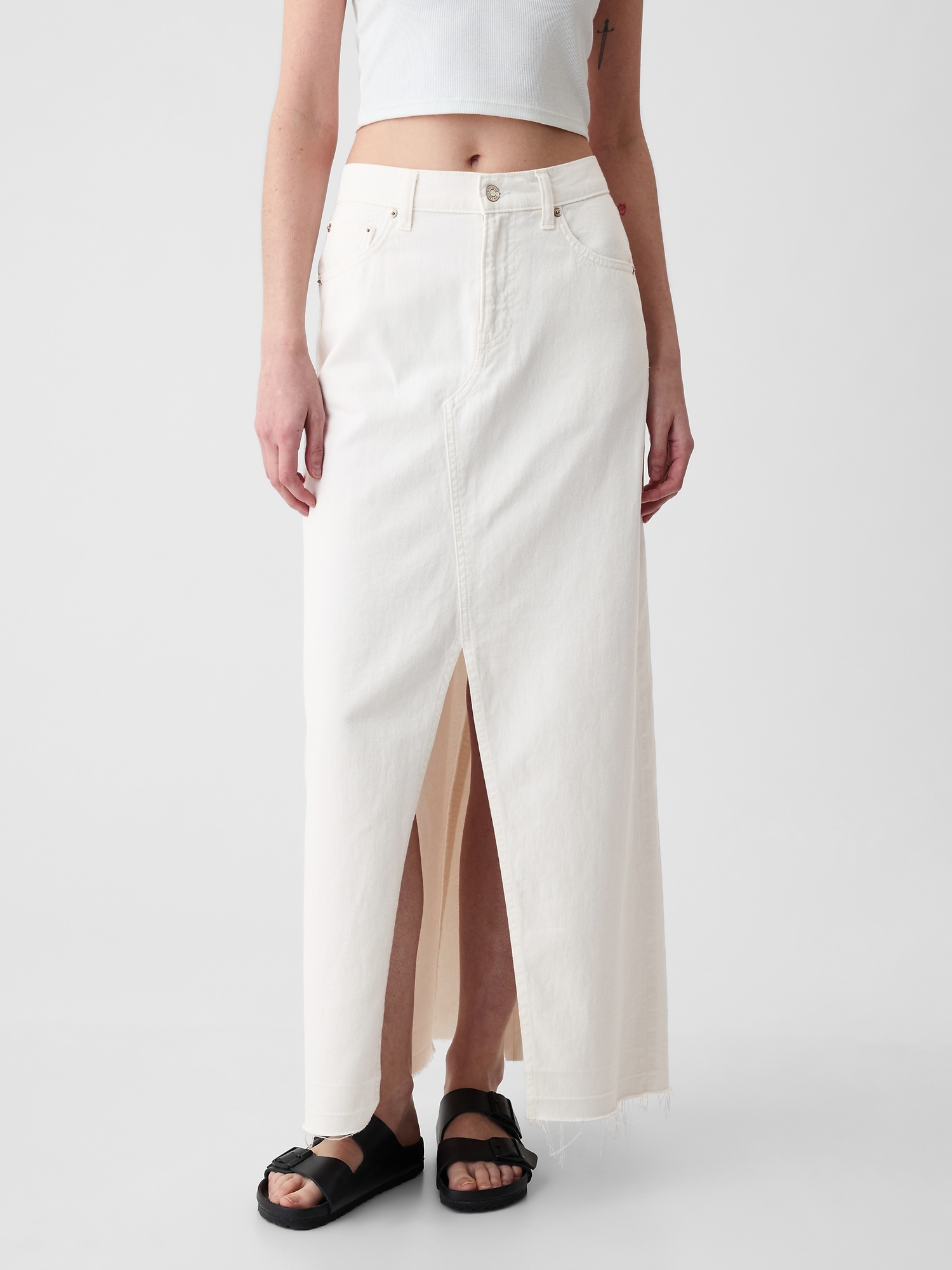 Gap Denim Maxi Skirt In White