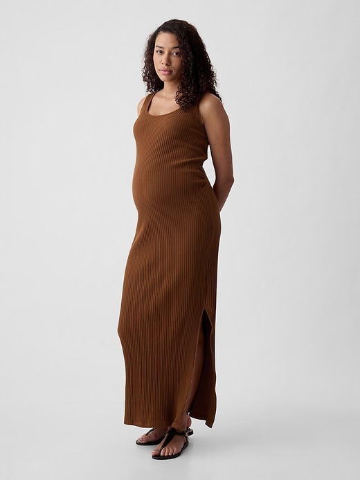 View large product image 1 of 1. Maternity Rib Maxi Tank Dress