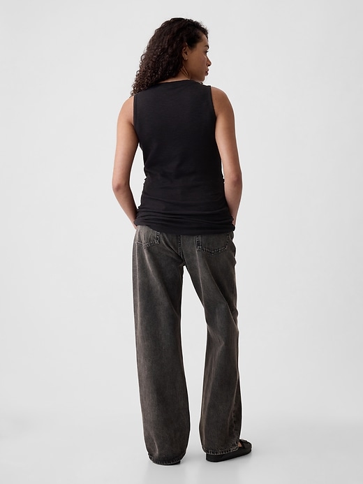 2 of 8 showing, with the color true black of product Maternity Rib Henley Tank Top