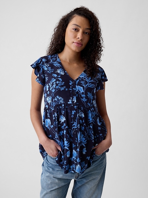 Image number 3 showing, Maternity Flutter-Sleeve Shirt