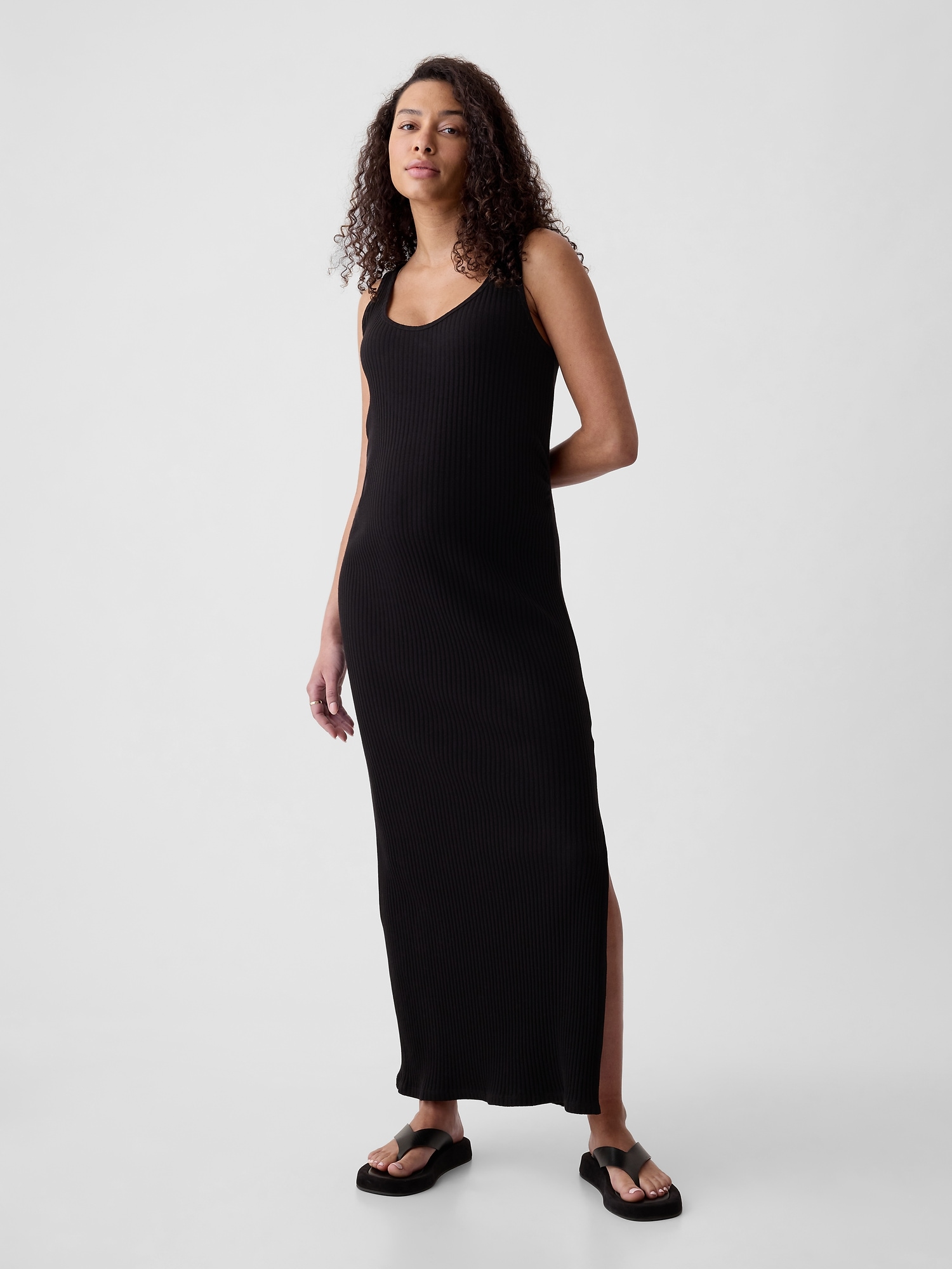 Gap Maternity Rib Maxi Dress In Black