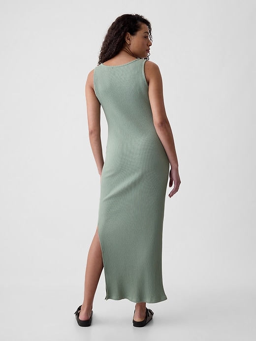 2 of 8 showing, with the color sage green of product Maternity Rib Maxi Tank Dress