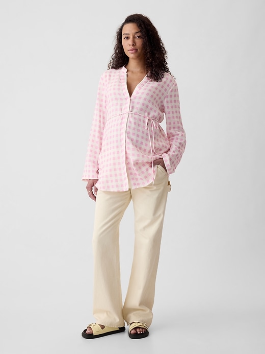 View large product image 1 of 1. Maternity Linen-Blend Shirt