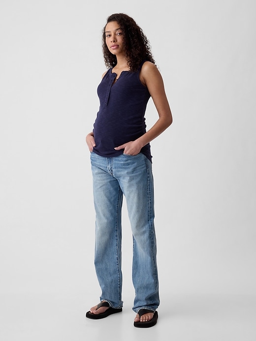 Image number 1 showing, Maternity Rib Henley Tank Top