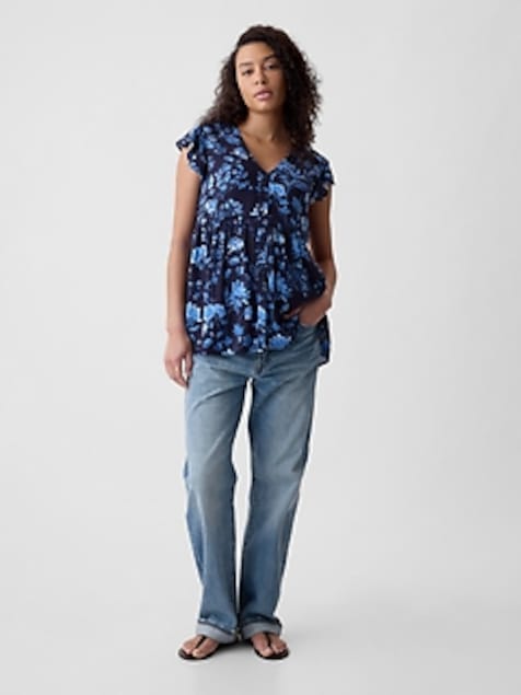 Maternity Flutter-Sleeve Shirt