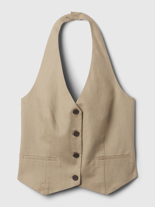 Image number 4 showing, Linen-Cotton Halter Vest