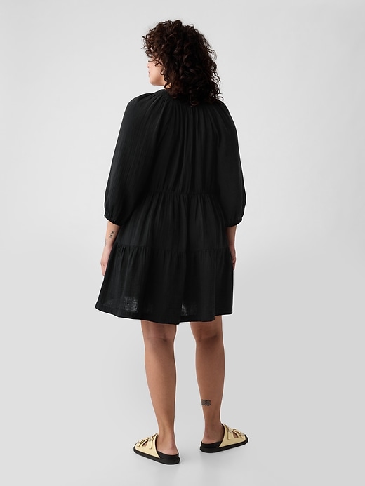 knee length dresses for ladies Crinkle Gauze Mini Swing Dress — GAP (International) main image 1