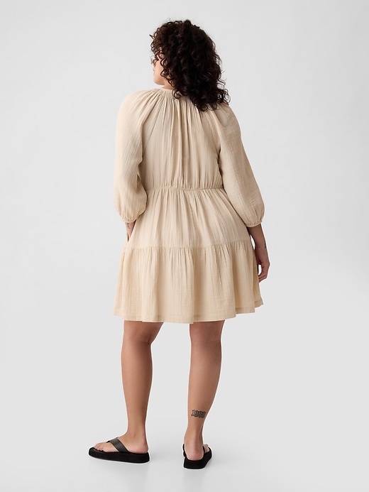 Image number 5 showing, Crinkle Gauze Tiered Mini Dress