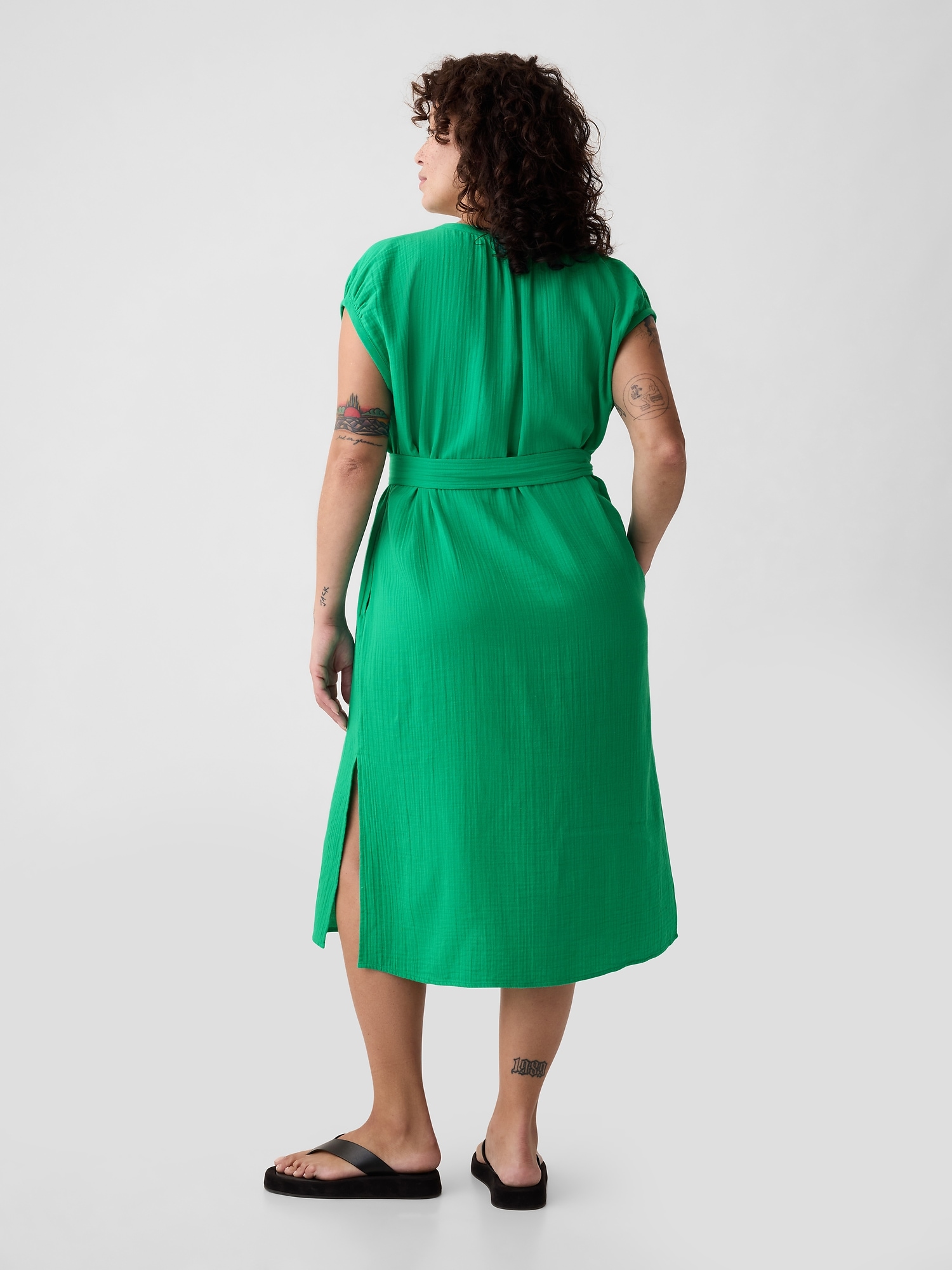 Crinkle Gauze Belted Midi Dress Gap crinkle-gauze-belted-midi-dress-gap