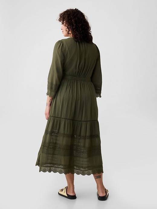gap textured crinkle midi dress Textured Crinkle Lace Midi Dress